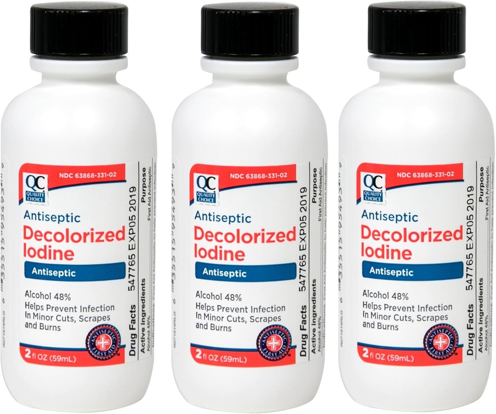 Choix de qualité Iodine décolorée antiseptique 2 Fl. Oz. - 3 Pack