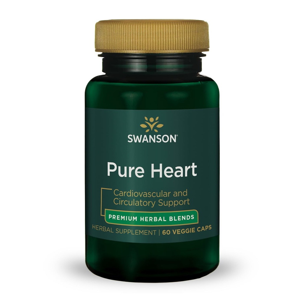 Swanson Pure Heart Cardiovasculaire Circulatoire Santé Antioxydant Resvératrol Pression artérielle Cholestérol Support Supplément à base de plantes 60 Capsules de Veggie (capsules de Veg) Vegan