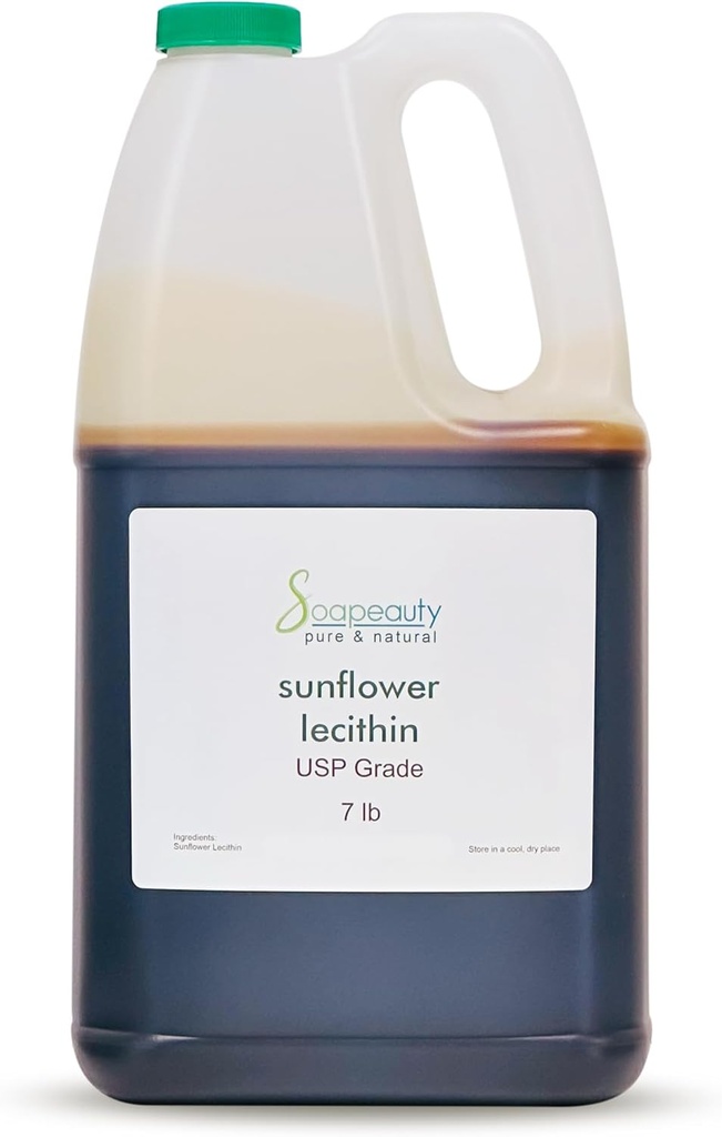 Sonnenblume Lecithin flüssiges Öl | Kalt gepresst Unrefined | USP Grade Unbleached 100% reine natürliche Sonnenblume Lecithin Öl | Haut Moisturizer, Seife machen | 7 lb