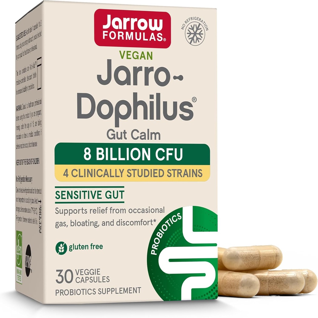 Jarrow Formulas® Jarro-Dophilus® Gut Calm Probiotic, 8 Billion CFU Ergänzung für Verdauungsgesundheit, 30 Delayed Release Capsules, 30 Tage Versorgung