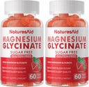 Magnesium Glycinate Gummies 1000mg - Zuckerfreie Magnesium Kalium-Ergänzung mit Vitamin D, B6, CoQ10 für ruhige Stimmung & Schlaf-Unterstützung - 120 Erdbeergummis -2 Pack