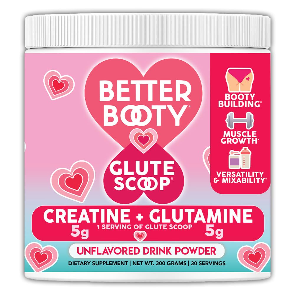 Better Booty Glute Scoop, Kreatin für Frauen Kreatin + L’Glutamin Aminosäure, Perfect Drink Mix Supplement, Unflavored (300 Gramm, 30 Portionen)