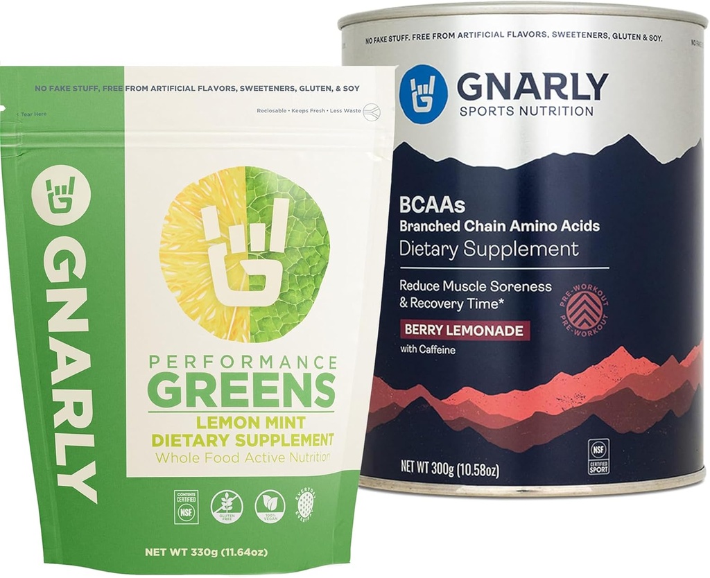 Gnarly Nutrition BCAAs Berry Lemonade (10.58oz) Performance Verts Menthe de citron (11.64 oz)