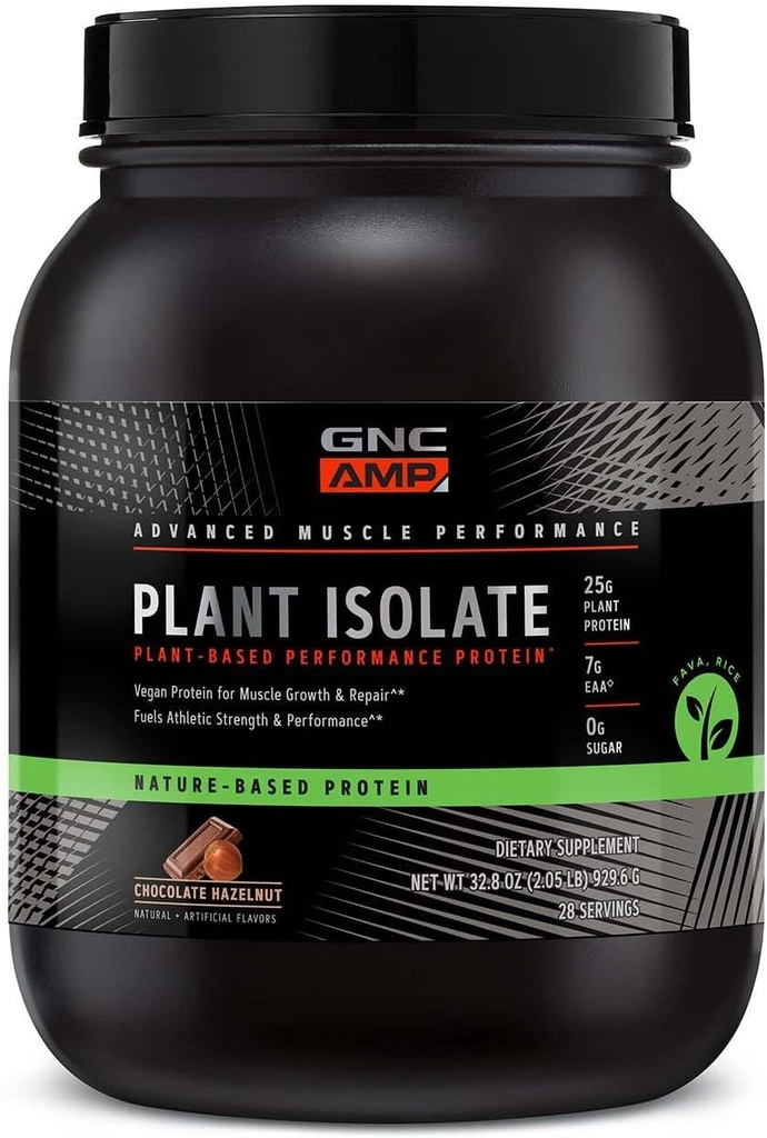 GNC AMP Protéine isolate végétale - Noisette de chocolat (28 portions)
