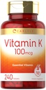 Carlyle Vitamin K 100 mcg | 240 Tabletten | Vegetarisch, Non-GMO, Gluten Free | Vitamin K Supplement