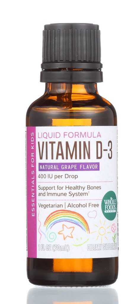 Marché des aliments entiers, vitamine D-3 Arôme de raisin liquide 400UI, 1 OZ