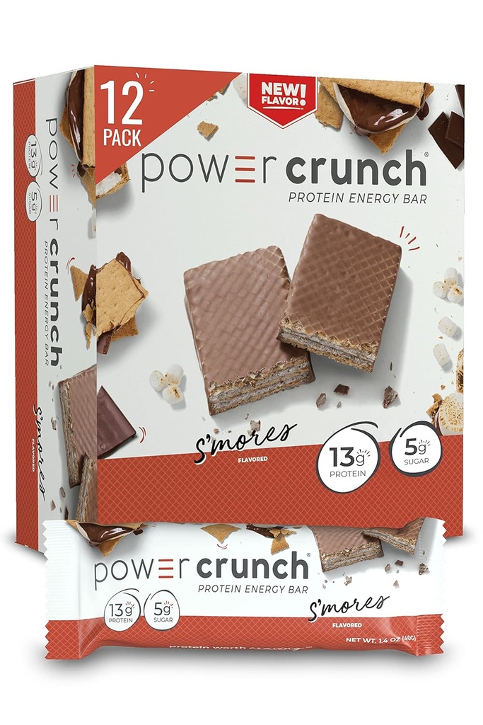 Barres de farine de protéines à croquer, collations riches en protéines au goût délicieux, S'Mores, 1,4 once (12 comte)