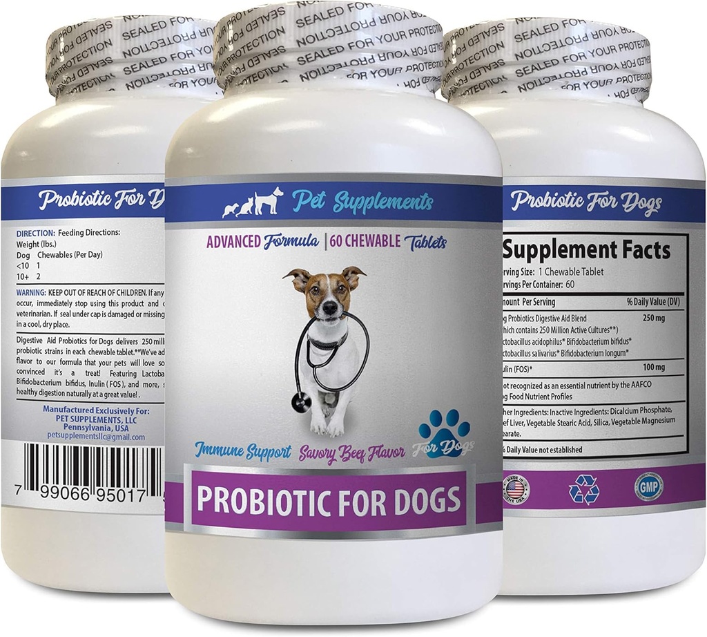 Bad Dog Breath Remedy - PROBIOTICS for Dogs - Healthy Gut - Stop Gas Diarrhea and Bad Breath - Digestive Boost - Dog probiotics Bad Breath - 1 Bottle (60 Treats)