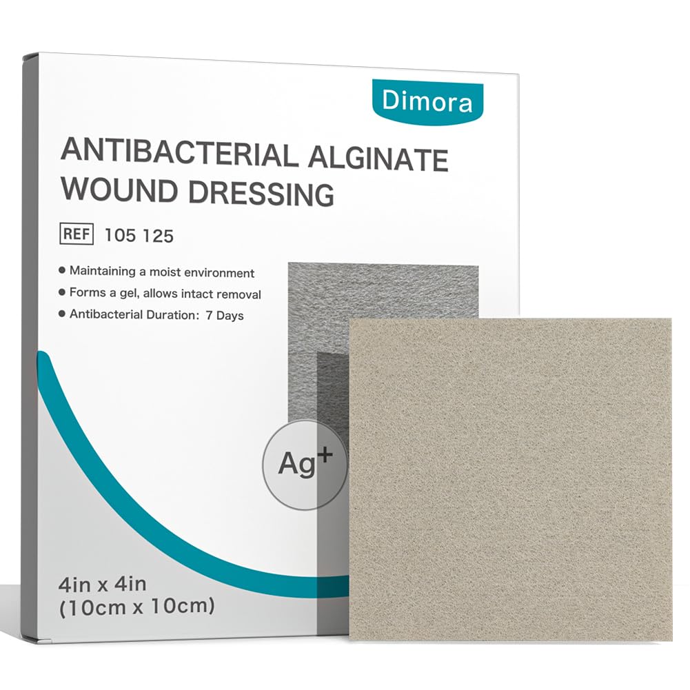 Dimora Upgrade Silber Kalzium Alginat Wound Dressing - Antibakterielle Non Stick Gauze, Hoch absorbierende sterile Bandage Pads,4''' x 4''' Patches 5 Packs