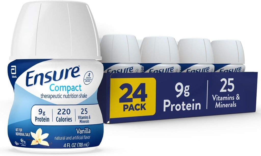 Assurer une nutrition compacte agiter avec 9g de protéines et 25 vitamines et minéraux, Vanille, 4 fl oz, paquet de 24