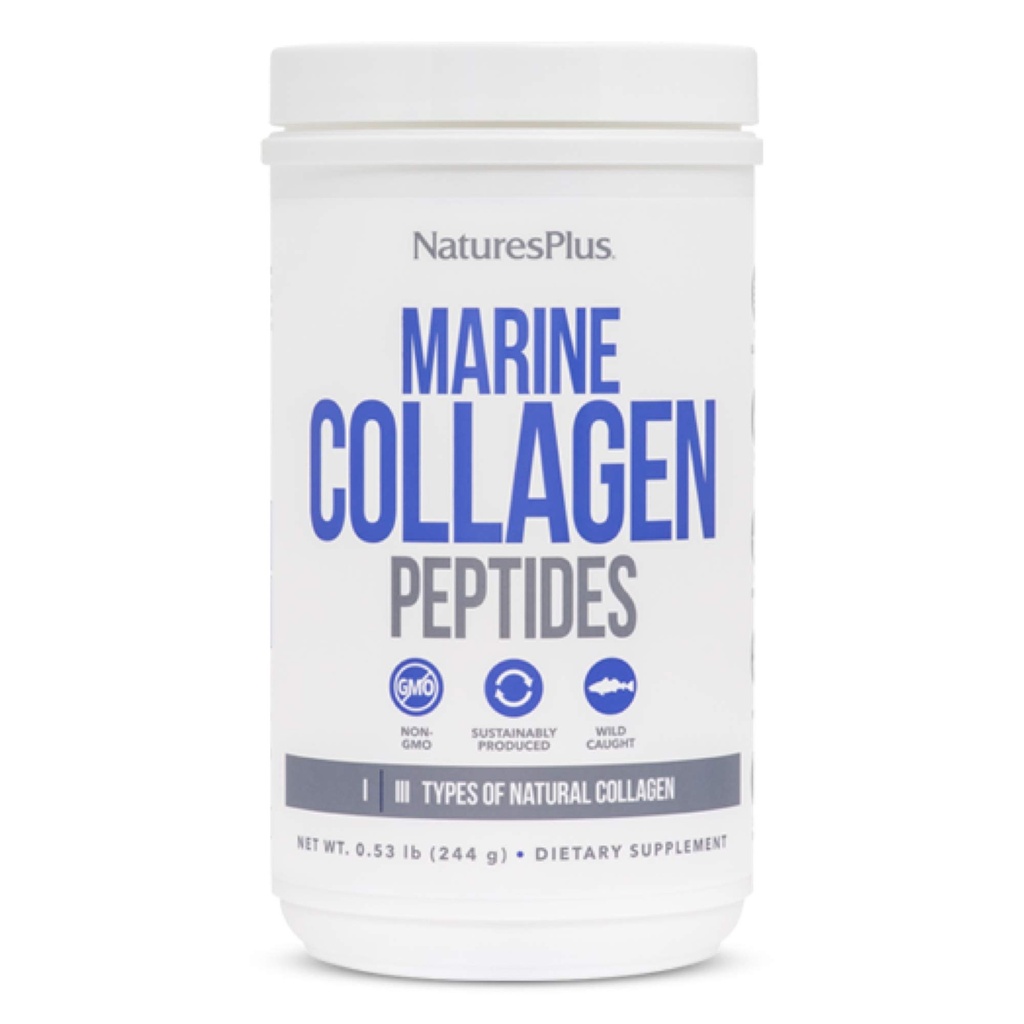 NaturesPlus Marine Collagen Peptide, Unflavored - 0.54 lb - Haar, Haut, Nagel & Gelenke Gesundheit, Immunsystem Unterstützung - Glutenfrei, Non-GMO - 20 Servietten