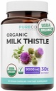 USDA Organic Milk Thistle Capsules - 80% Silymarin-Ergänzung für Leberunterstützung- Super Konzentrat 300mg von 30:1 Milk Thistle Extract entspricht 9.000mg - Milk Thistle Liver Detox 60 Day Supply