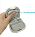 Hörgerätegehäuse mit Batteriespeicher Slot Hard Small 0.59"*2.44"*1.57",Silicone Kissen, für ITE, BTE Hörgeräte (Weiß)