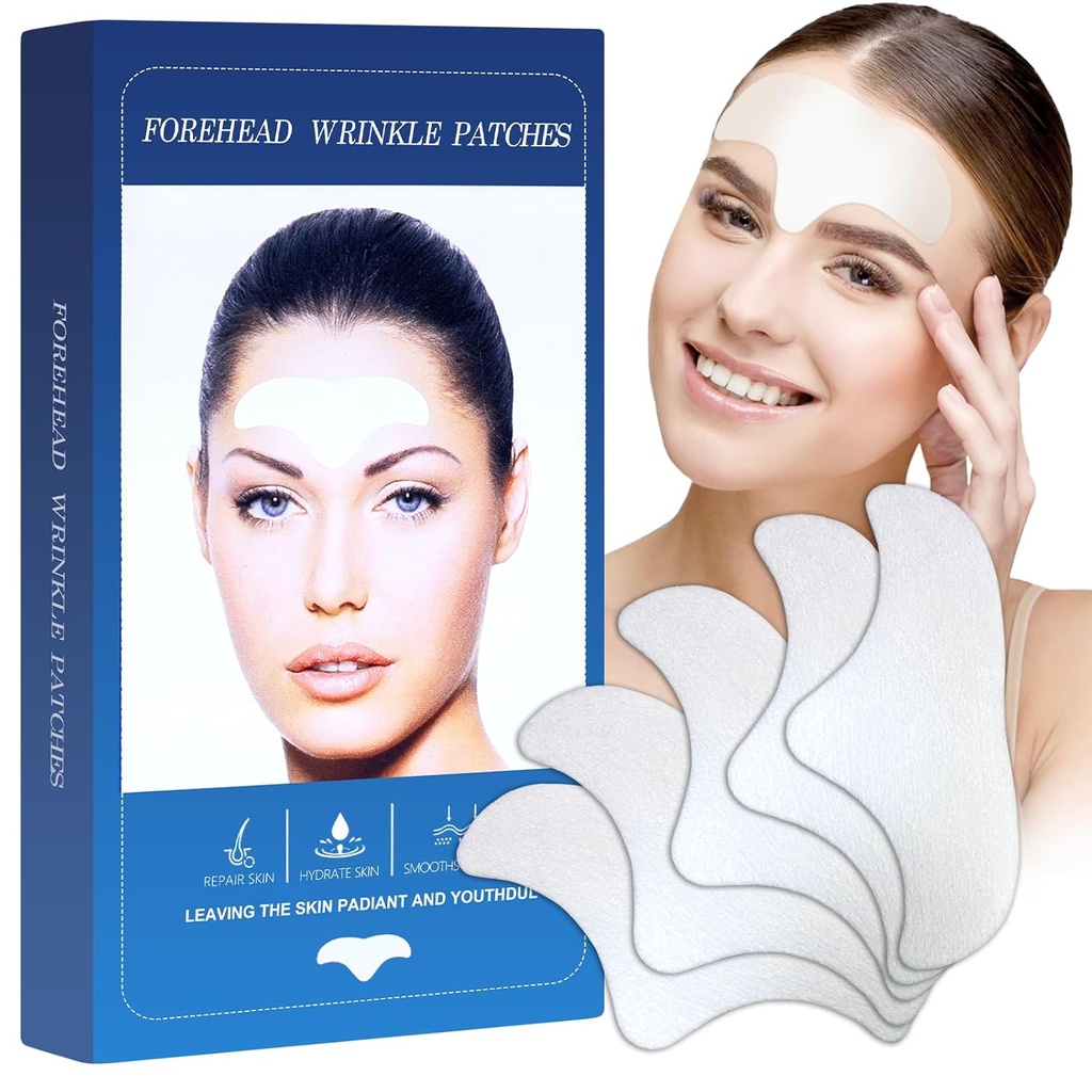 Stirnfaltenaufnäher 12Pcs - Gesichtsfaltenaufnäher für Anti-Falten, Anti-Falten mit Aloe Collagen & Vitamin E, Stirnfalten Behandlung für Frauen