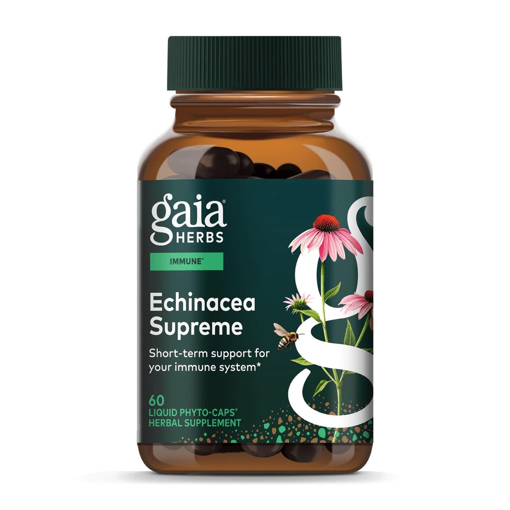 Gaia Herbes Echinacea Supreme - Supplément de soutien immunitaire - Echinacea Purpurea & Angustifolia Blend pour soutenir le système immunitaire* - 60 Capsules Phyto-Liquides Vegan (30 jours d'approvisionnement)