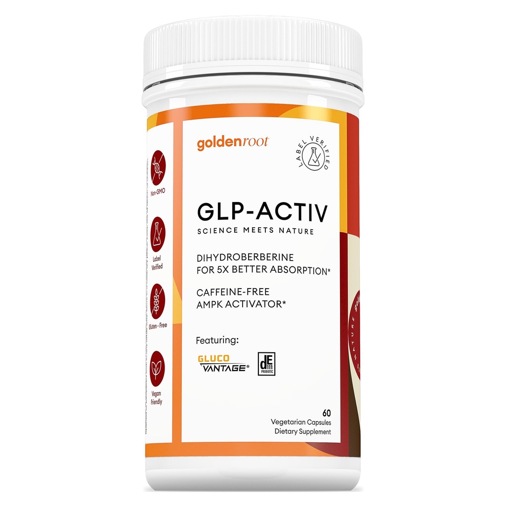 GLDN Berberine Advanced Absorption Formula - 200mg Dihydroberine 5X Verbesserte Absorption - DIM - Chromium Picolinat und DE111 Probiotika für Verdauungsunterstützung - Vegan Friendly - 60 Kapseln