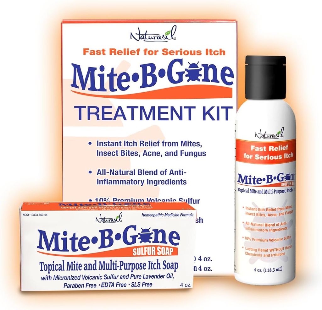 Mite Treatment Lotion & Seife von Mite-B-Gone |Natural Relief für Akne, Bug-Bites, Haut Redness & Itching, Discomfort & Rosacea | Sicher für Kinder und Erwachsene