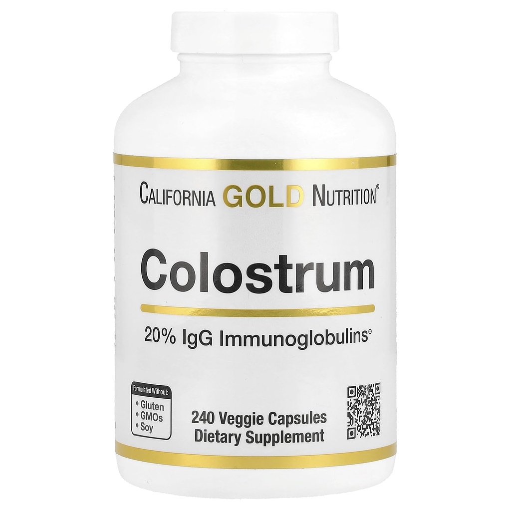 California Gold Nutrition Colostrum Konzentrat Bovine Pre-Milk Supplement mit Immunlobulinen - Immununterstützung - Glutenfrei, Non-GMO, No Antibiotics - 240 Veggie Kapseln
