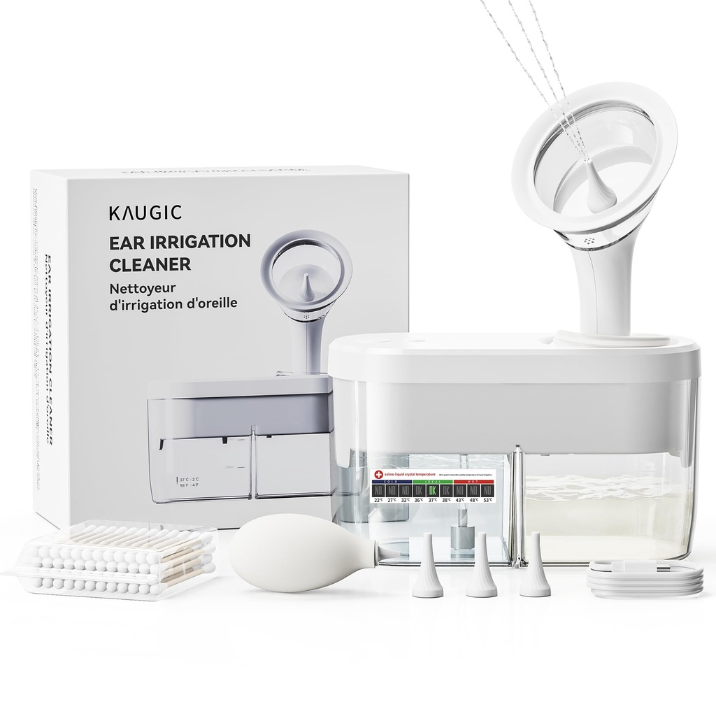 Elektro-Ear Wax-Entfernungs-Kit - Wasserbetriebenes Ohr Bewässerungssystem mit Abwasser-Sammlung, 4 saubere Moden, Safe & Effective, 3 Ohr Tipps für Erwachsene