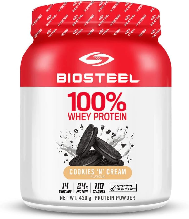 BIOSTEEL 100% Whey Protein Powder - Cookies & Cream, 14 Servierungen, 24g Protein, Whey Protein für Pro Athleten, Sugar Free, rBGH Free, Non-GMO, Enhanced Recovery and Muscle Building