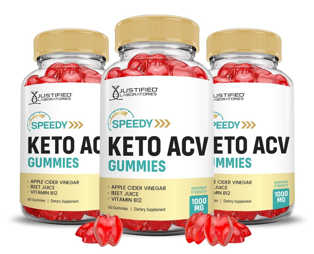 Laboratoires justifiés (3 Pack Speedy Keto ACV Gummies Advanced Formula 1000MG Speedy Keto Gummies vinaigre de cidre de pomme formulé avec du jus de betterave de grenade en poudre B12 Vegan Non OGM 180 Gummys