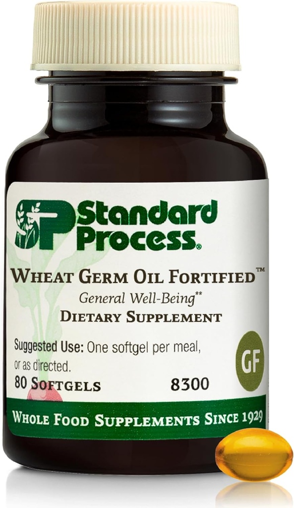 Standard Process Wheat Germ Oil Fortified - Immun Support Supplement zu Aid Antioxidant Activity - Glutenfrei, Non-Dairy & Non-Soy - 80 Softgels (80 Servietten)