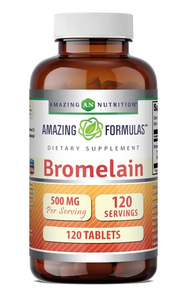 Erstaunliche Formeln Bromelain 500 Mg (300 GDU) | Tabletten Supplement | Non-GMO | Gluten-Free | Made in USA (1 Pack | 120 Count)