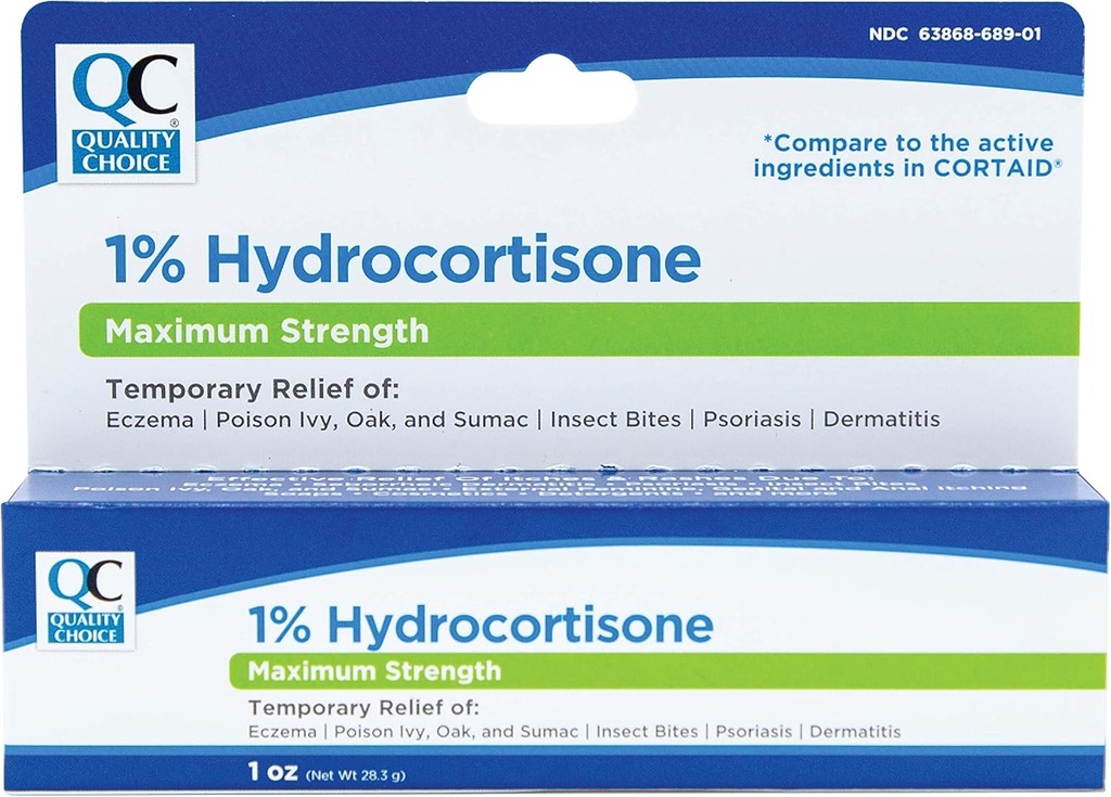 Choix de qualité Résistance maximale Crème hydrocortisone 1% 1 Once (28g) , Boîtes (paquet de 6)