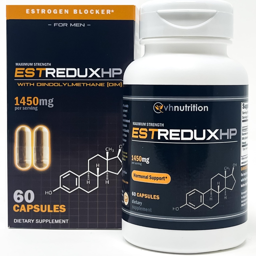VH Nutrition ESTREDUX HP - mit DIM | Estrogen Blocker für Männer* | 1450mg Maximum Strength Hormone Unterstützung, Tongkat Ali, Ashwagandha | 60 Kapseln