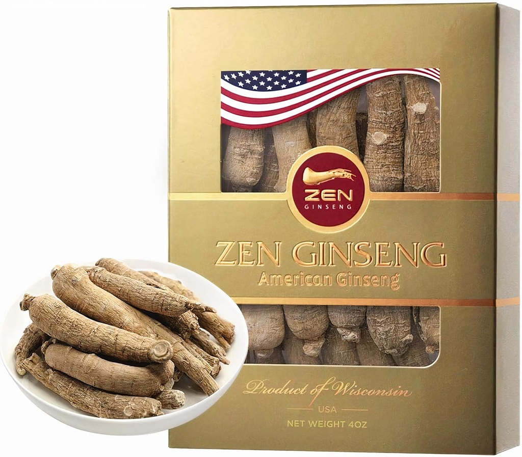 1 Box von American Wisconsin Ginseng Super Long Jumbo Root (4oz) Leistung und Psychische Gesundheit für Männer und Frauen