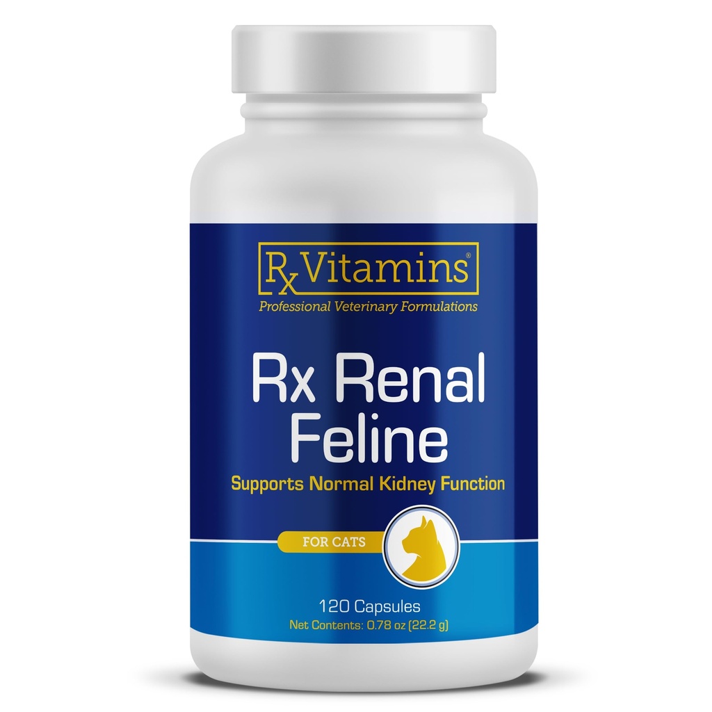 Rx Vitamins Renal Feline - Cat Kidney-Unterstützung mit Milchdistel für Katzen - Anti-Entzündung für Katzen - Boosts Cat Antioxidant Gesundheit & Cat Liver Unterstützung - Cat Immune Booster - 120 Kapseln
