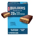CLIF BUILDERS Protein Bars - Cookies 'n Cream Flavor - 20g Pflanzenbasiertes Protein - Glutenfrei - Non-GMO - Low Glycemic - No Artificial Sweeteners - 2.4 oz (12 Pack)