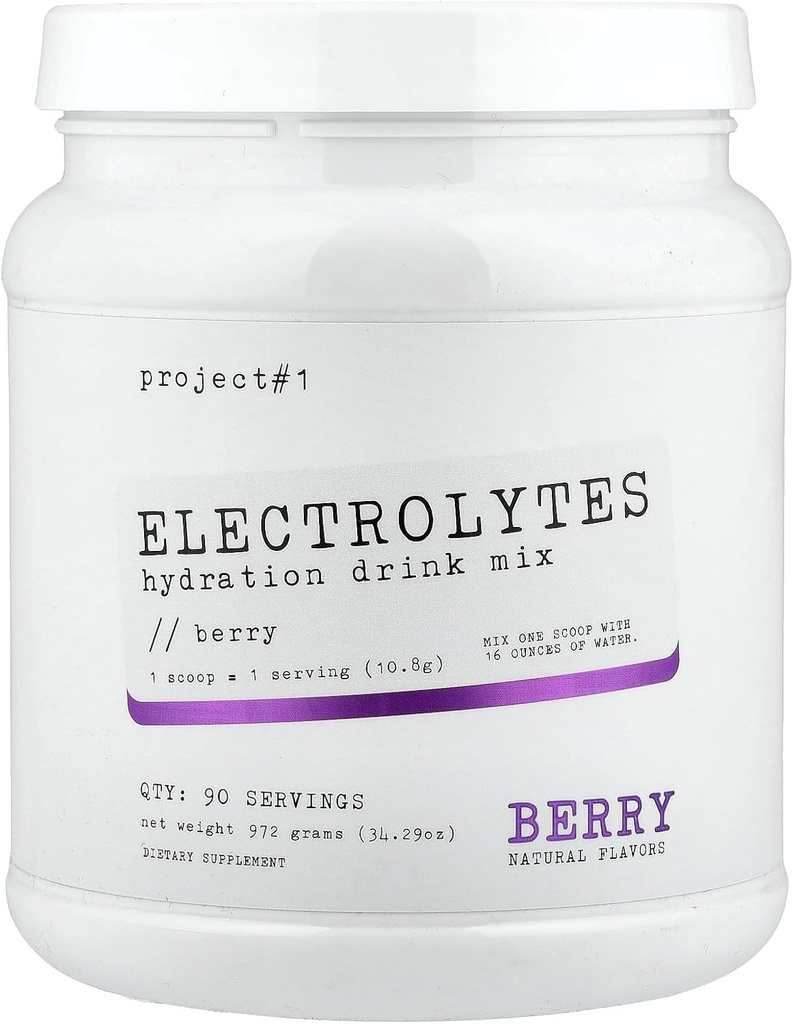 Projekt #1 Elektrolyt-Getränk-Mix: Sustained Hydration für Fitness mit Kalium [90 Servierungen] (Berry) | Beste Elektrolyte Pulver | Hydrate Elektrolyt-Getränkpulver | Hydration Pulver