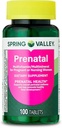 Spring Valley Prenatal Multivitamin/Multimineral für schwangere und stillende Frauen Nahrungsergänzungstabletten, 100 Count - New Look