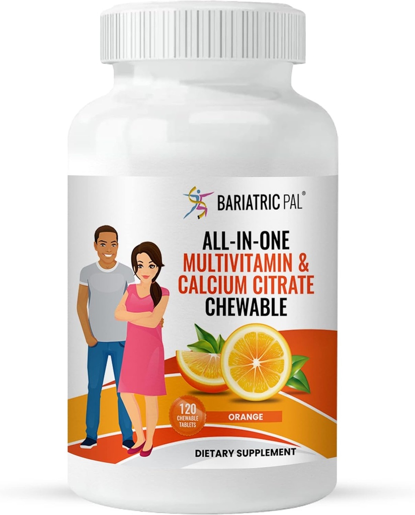 BariatricPal "ALL-IN-ONE" Kaubares Multivitamin mit Calcium Citrat & Eisen - Orange (KLAGE: Beste bis 30. Juni 2025)