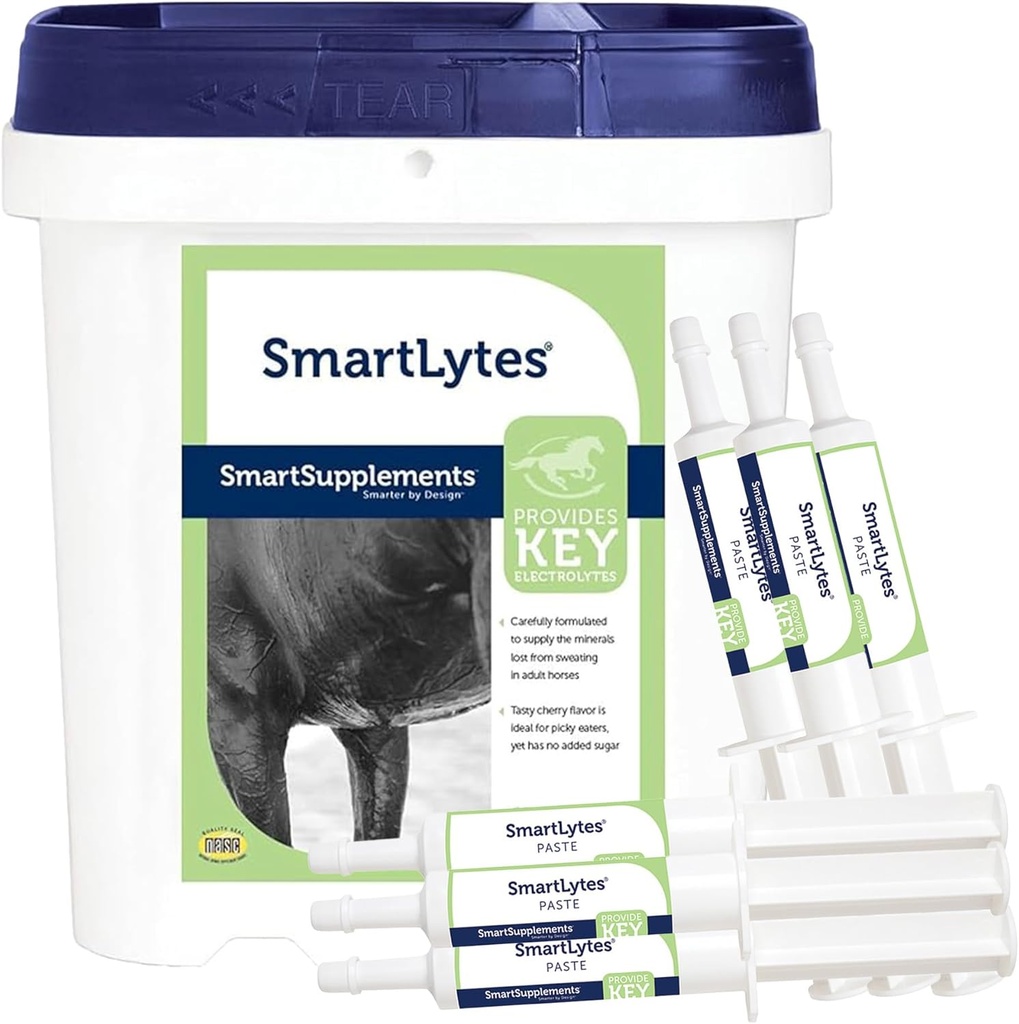 SmartEquine SmartLytes Pferd Elektrolyt-Pulver-Ergänzung & SmartLytes Paste Pferd Elektrolyt Paste 6 Tubes Bundle, fördert Hydration, Replenishes Elektrolyte, kein hinzugefügter Zucker