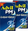 Advil PM Liqui-Gels analgésique et aide au sommeil de nuit, médicament contre la douleur avec Ibuprofène pour soulager la douleur et Diphenhydramine HCL pour aide au sommeil - 2x80 Capsules remplies de liquide