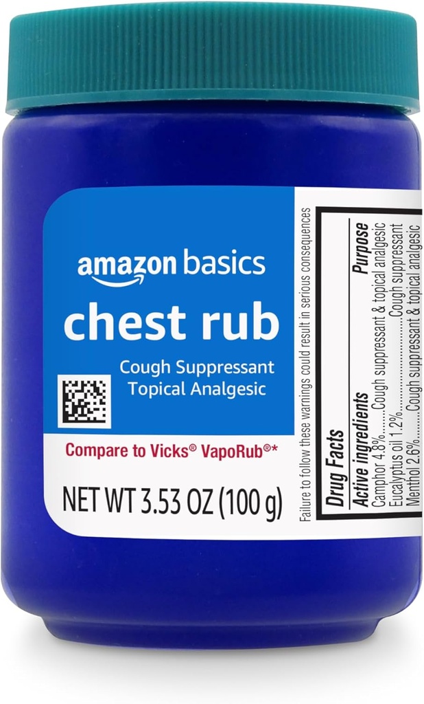 Amazon Basics Chest Rub Cough Suppressant und topische Analgetik Salbe, 3.53 Unze