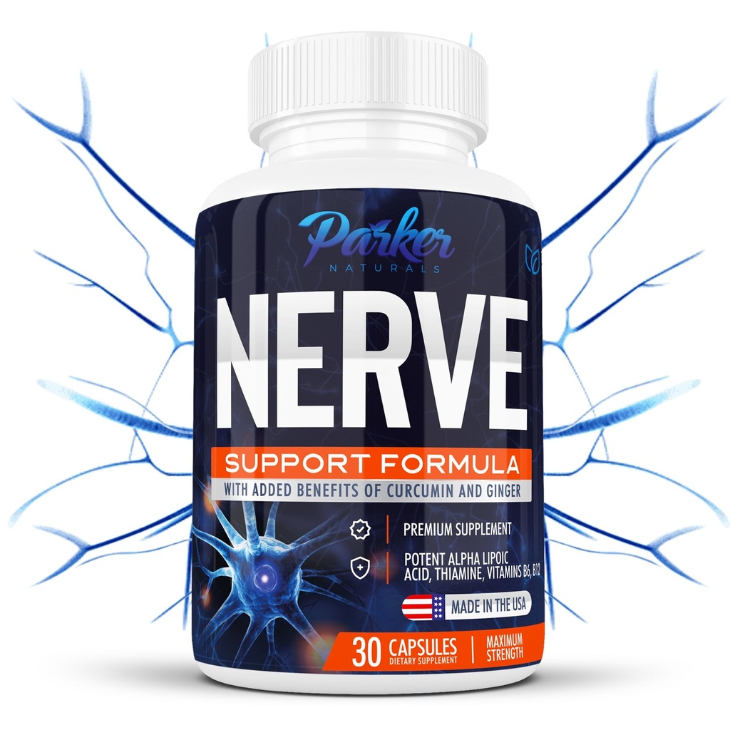 Alpha Lipoic Acid 600mg, Nerve Support Supplement angereichert mit Thiamin, Curcumin, Ginger Root und Vitamin B6, B12 Alle in One | Vegan Neuro Health Supplement, Lab getestet, 30 Kapseln
