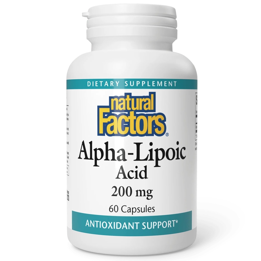 Facteurs naturels Acide alpha-lipoïque 200mg Capsules, 60-Conte