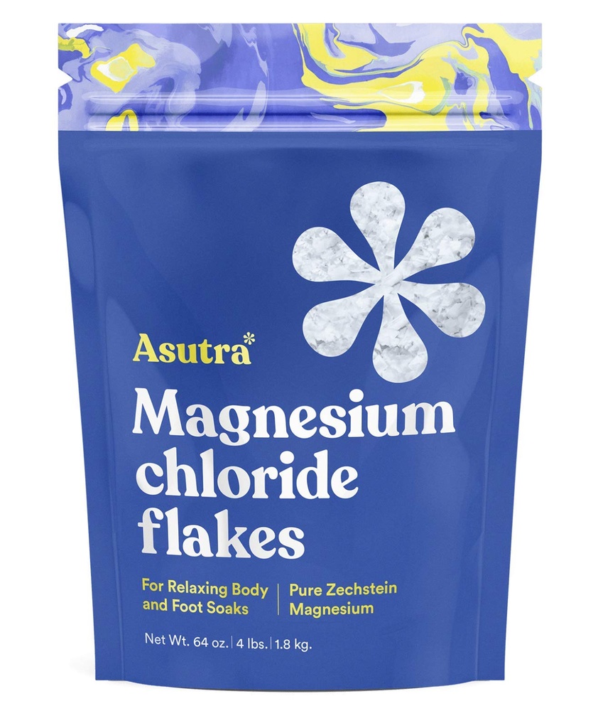 ASUTRA Flacons de bain au chlorure de magnésium, 4 lbs - pour la relaxation du pied et du corps, alternative au sel d'épsom, absorption rapide
