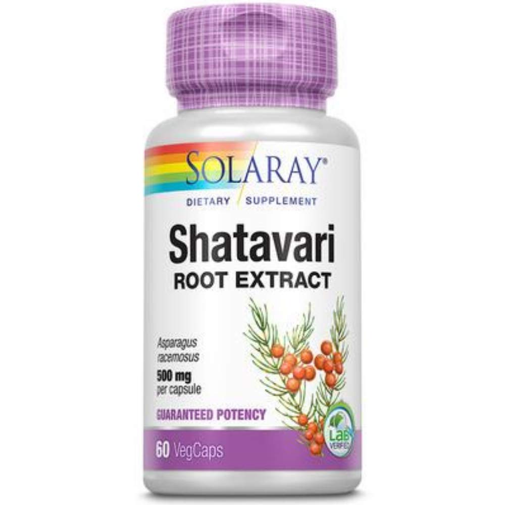 SOLARAY garantiert Potency Shatavari Root Extract, Veg Cap (Btl-Plastic) 500mg | 60ct