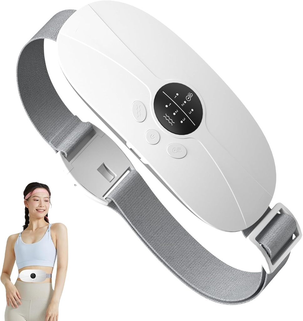 Protable Heizkissen für Periodenkramps,Herzlose Menstruations-Heizkissen mit 3 Wärmestufen und 3 Vibrations-Massage-Modus, für Periodenschmerzen, Beste Geschenke für Sie, Frauen und Mädchen (Weiß)