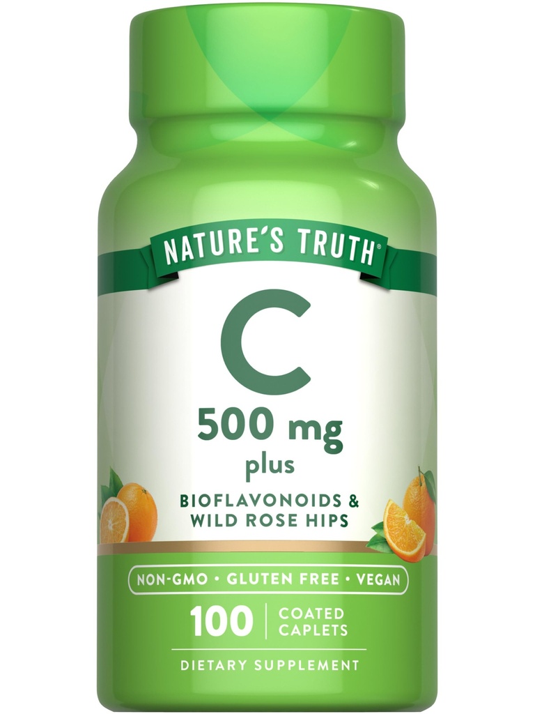 Nature's Truth Vitamin C mit Rose Hips und Bioflavonoids | 500mg | 100 Caplets | Vegan, Non-GMO & Gluten Kostenlos