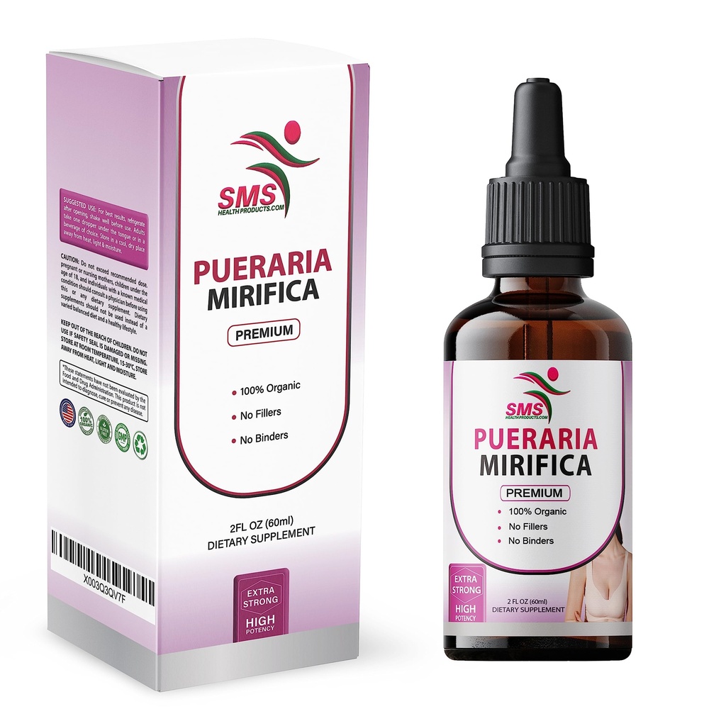 Pueraria Mirifica Drops | Premium Grade | Kräuterflüssigkeit Extrakt | Non-GMO, Organic, Vegan, Alkoholfreie Tinktur | 2 Fl Oz (60ml)