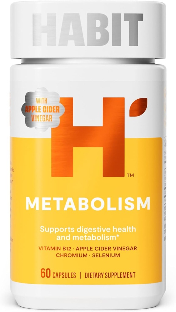 Habit Metabolism Supplement (60 Kapseln) - Unterstützt Verdauungs-Gesundheit & Stoffwechsel, Vitamin B12, Selen, Chrom, Apfelessig, Vegan, Non-GMO (1 Packung)