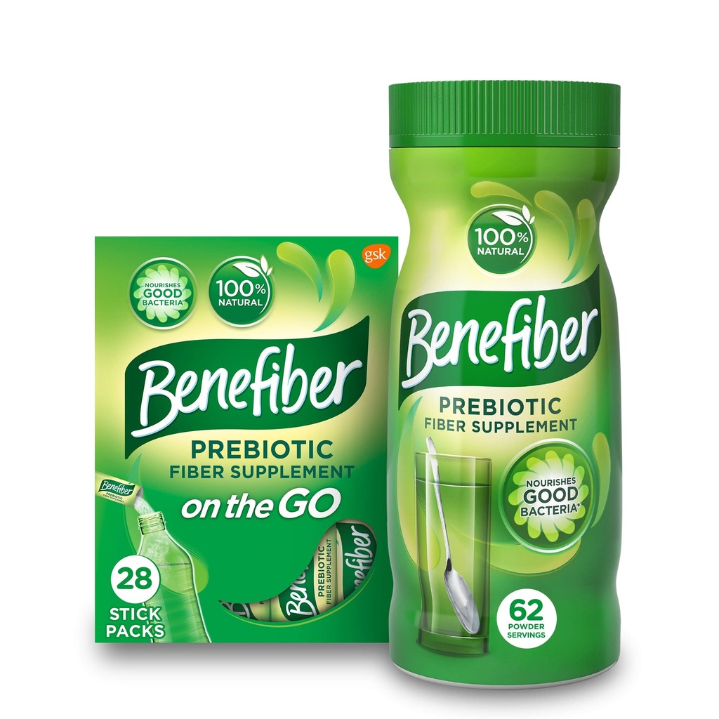 Benefiber Daily complément de fibre diététique prébiotique Powder Stick Packs, 28 Sticks, 3,92 Onces Chaque et Benefiber Daily supplément de fibre diététique prébiotique, 62 portions / 8,7 Ounces