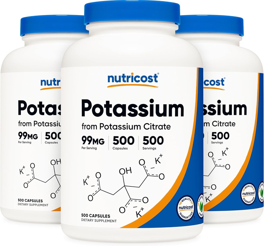 Nutricost Kalium Citrat 99mg, 500 Kapseln (3 Flaschen)