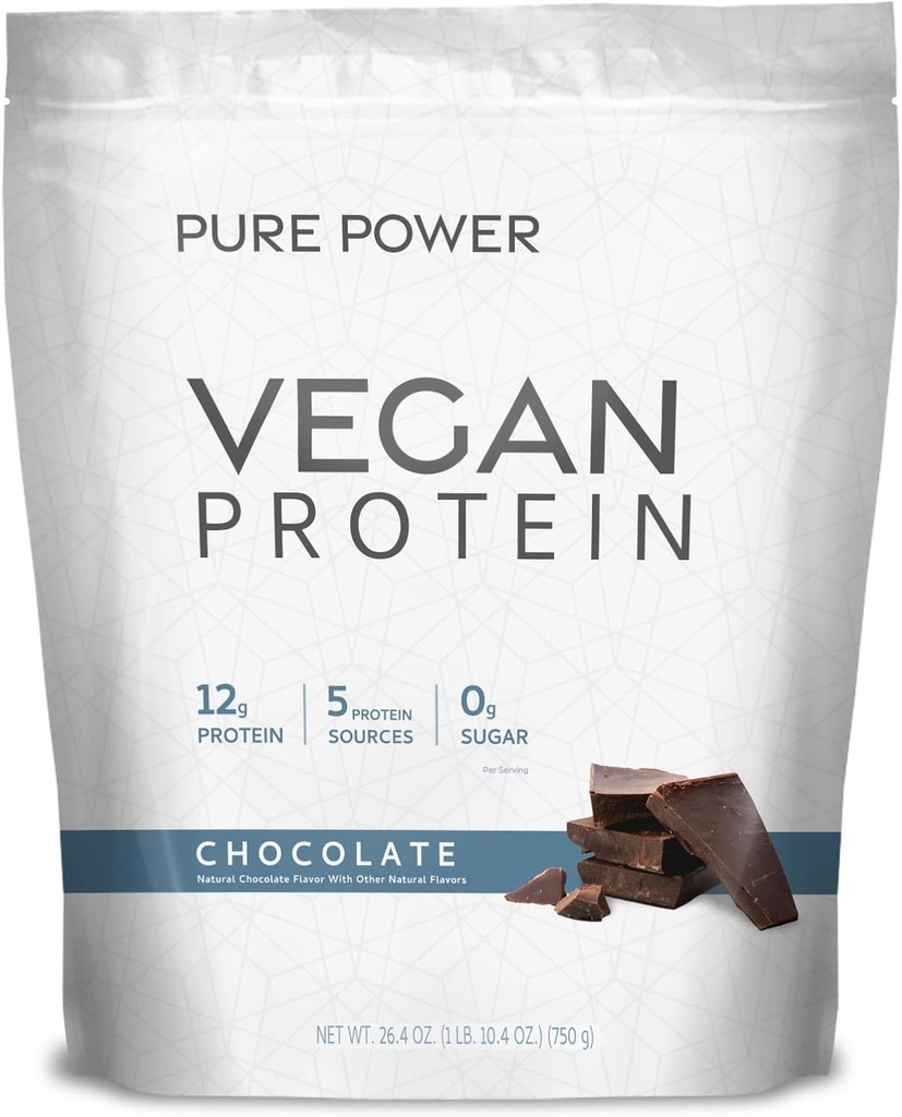Dr. Mercola Vegan Protein Chocolate - Perfect Blend Of Pea, Hemp, Chia, Chlorella & Potato Proteins - Gluten-Free - Naturally Flavored - 1 lb 6.5 oz (750g)