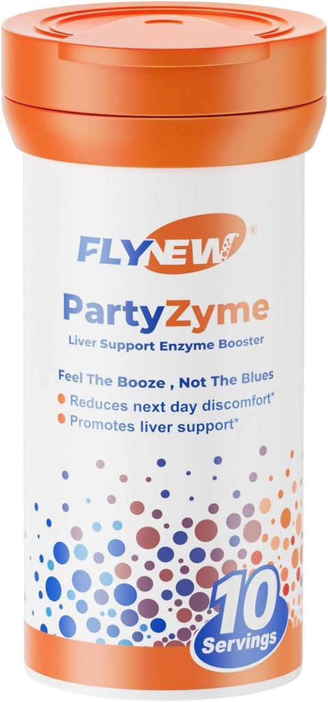 PartyZyme pour le bien-être post-célébration, Sober Up Pill, Better Morning, Party Smart Support, Liver Support, Natural Enzyme Booster Fabriqué aux États-Unis, NADH, DHM, L-Theanine, VITAMIN C, 10 comprimés, GMP